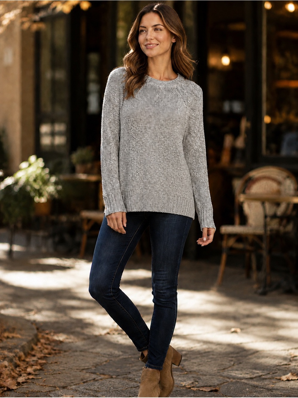 Aerie Gray Marled Knit Sweater – Size Small